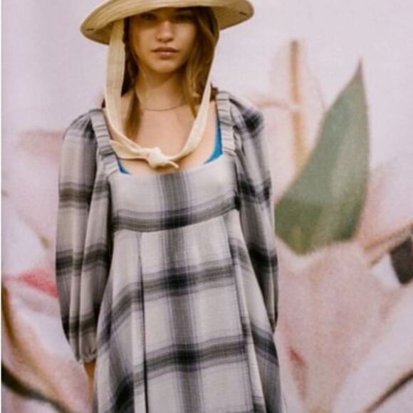 Urban Outfitters Lachlan Flannel Smocked Mini Dress Size XS - Picture 3 of 8